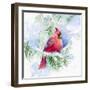 Cardinal in Snowy Tree-Lanie Loreth-Framed Art Print