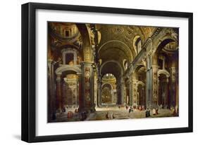 Cardinal Melchior De Polignac Visiting the Basilica of Saint Peter in Rome-Giovanni Paolo Panini-Framed Giclee Print