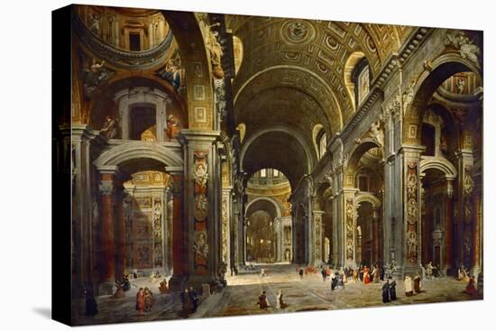Cardinal Melchior De Polignac Visiting the Basilica of Saint Peter in Rome-Giovanni Paolo Panini-Stretched Canvas