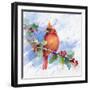 Cardinal on Holly Branch-Lanie Loreth-Framed Art Print