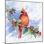 Cardinal on Holly Branch-Lanie Loreth-Mounted Art Print