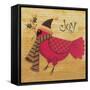 Cardinal Wearing Hat and Scarf Joy-Beverly Johnston-Framed Stretched Canvas