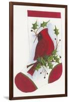 Cardinal with Holly Stocking-Beverly Johnston-Framed Giclee Print