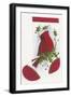 Cardinal with Holly Stocking-Beverly Johnston-Framed Giclee Print