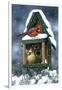 Cardinals and Birdhouse in Snow-William Vanderdasson-Framed Giclee Print