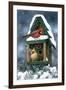 Cardinals and Birdhouse in Snow-William Vanderdasson-Framed Giclee Print