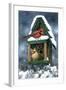 Cardinals and Birdhouse in Snow-William Vanderdasson-Framed Giclee Print