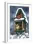 Cardinals and Birdhouse in Snow-William Vanderdasson-Framed Giclee Print