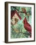 Cardinals And Birdhouse-Kestrel Michaud-Framed Giclee Print