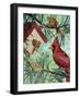 Cardinals And Birdhouse-Kestrel Michaud-Framed Giclee Print