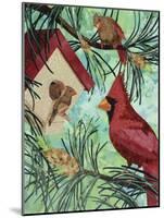 Cardinals And Birdhouse-Kestrel Michaud-Mounted Giclee Print