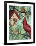 Cardinals And Birdhouse-Kestrel Michaud-Framed Giclee Print