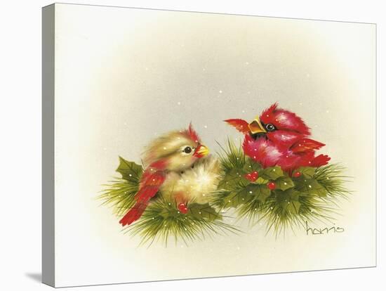 Cardinals and Holly-Peggy Harris-Stretched Canvas