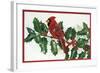 Cardinals and Holly-William Vanderdasson-Framed Giclee Print