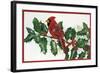 Cardinals and Holly-William Vanderdasson-Framed Giclee Print