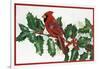 Cardinals and Holly-William Vanderdasson-Framed Giclee Print