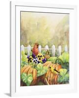 Cardinals in Pumpkin Patch-Sarah Davis-Framed Giclee Print