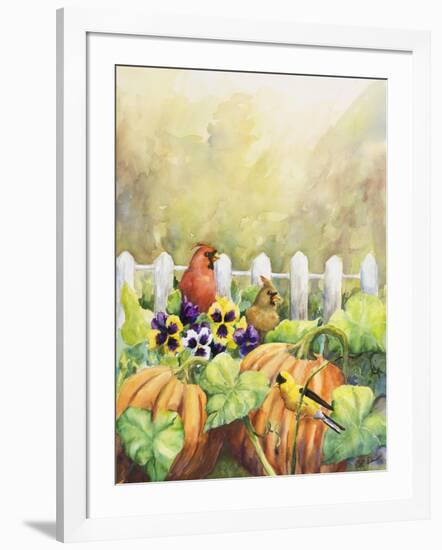 Cardinals in Pumpkin Patch-Sarah Davis-Framed Giclee Print