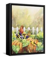 Cardinals in Pumpkin Patch-Sarah Davis-Framed Stretched Canvas