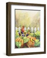 Cardinals in Pumpkin Patch-Sarah Davis-Framed Giclee Print