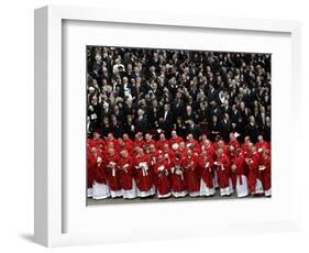 Cardinals, in Red, Participate in the Funeral Mass for Pope John Paul II-null-Framed Photographic Print