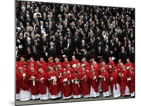 Cardinals, in Red, Participate in the Funeral Mass for Pope John Paul II-null-Mounted Photographic Print