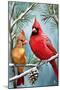 Cardinals in Winter-Lantern Press-Mounted Art Print