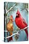 Cardinals in Winter-Lantern Press-Stretched Canvas