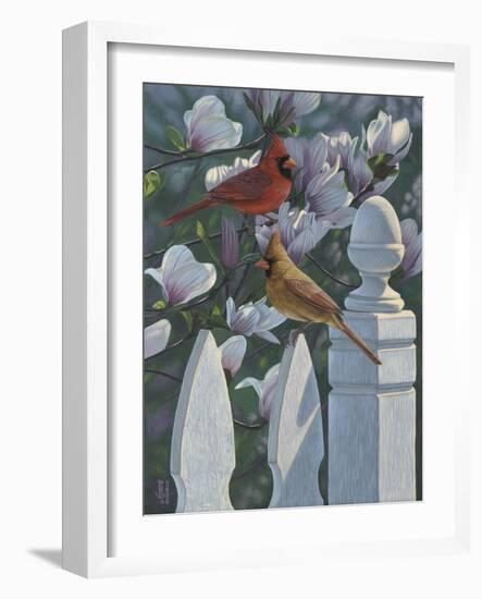 Cardinals Magnolias-Jeffrey Hoff-Framed Giclee Print