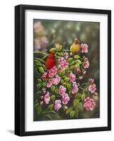 Cardinals with Roses-Sarah Davis-Framed Giclee Print