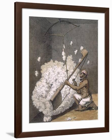 Carding Cotton from 'Voyages Aux Indes Et a La Chine', 1782 (Coloured Engraving)-Pierre Sonnerat-Framed Giclee Print