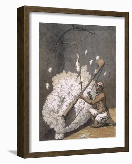 Carding Cotton from 'Voyages Aux Indes Et a La Chine', 1782 (Coloured Engraving)-Pierre Sonnerat-Framed Giclee Print