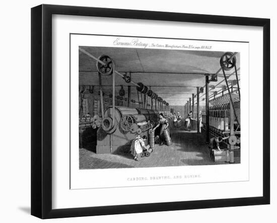 Carding, Drawing and Roving Cotton, C1830-null-Framed Giclee Print