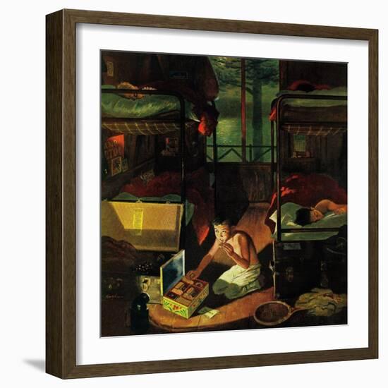 "Care Package at Camp," August 6, 1960-George Hughes-Framed Giclee Print