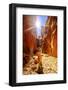 Carefree tourist woman enjoying the picturesque natural alleyway of Standley Chasm, Australia-Alberto Mazza-Framed Photographic Print