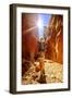 Carefree tourist woman enjoying the picturesque natural alleyway of Standley Chasm, Australia-Alberto Mazza-Framed Photographic Print