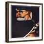 Carefree Young Couple in Sunglasses Kissing Reflected in the Mirror of a Motorcycle-Maksim Ladouski-Framed Photographic Print