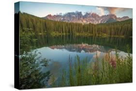 Carezza's Lake, Dolomites, Bolzano, Trentino Alto Adige, Italy.-ClickAlps-Stretched Canvas