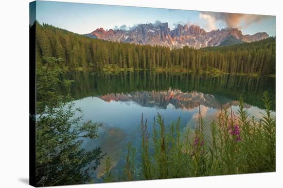 Carezza's Lake, Dolomites, Bolzano, Trentino Alto Adige, Italy.-ClickAlps-Stretched Canvas