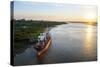 Cargo Boat at Sunset on the Asuncion River, Paraguay, South America-Michael Runkel-Stretched Canvas