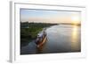 Cargo Boat at Sunset on the Asuncion River, Paraguay, South America-Michael Runkel-Framed Photographic Print