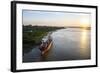 Cargo Boat at Sunset on the Asuncion River, Paraguay, South America-Michael Runkel-Framed Photographic Print