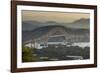 Cargo boat passes the Bridge of the Americas on the Panama Canal, Panama City, Panama, Central Amer-Michael Runkel-Framed Photographic Print