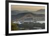 Cargo boat passes the Bridge of the Americas on the Panama Canal, Panama City, Panama, Central Amer-Michael Runkel-Framed Photographic Print