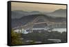 Cargo boat passes the Bridge of the Americas on the Panama Canal, Panama City, Panama, Central Amer-Michael Runkel-Framed Stretched Canvas