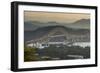 Cargo boat passes the Bridge of the Americas on the Panama Canal, Panama City, Panama, Central Amer-Michael Runkel-Framed Photographic Print