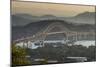 Cargo boat passes the Bridge of the Americas on the Panama Canal, Panama City, Panama, Central Amer-Michael Runkel-Mounted Photographic Print