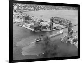 Cargo Boat Passing under Bridge-Charles Rotkin-Framed Photographic Print