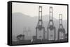 Cargo Cranes at Freight Terminal-null-Framed Stretched Canvas