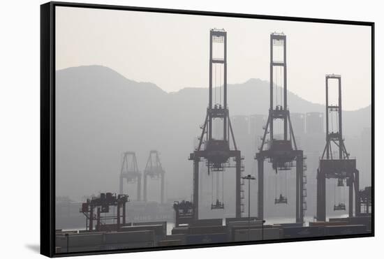 Cargo Cranes at Freight Terminal-null-Framed Stretched Canvas